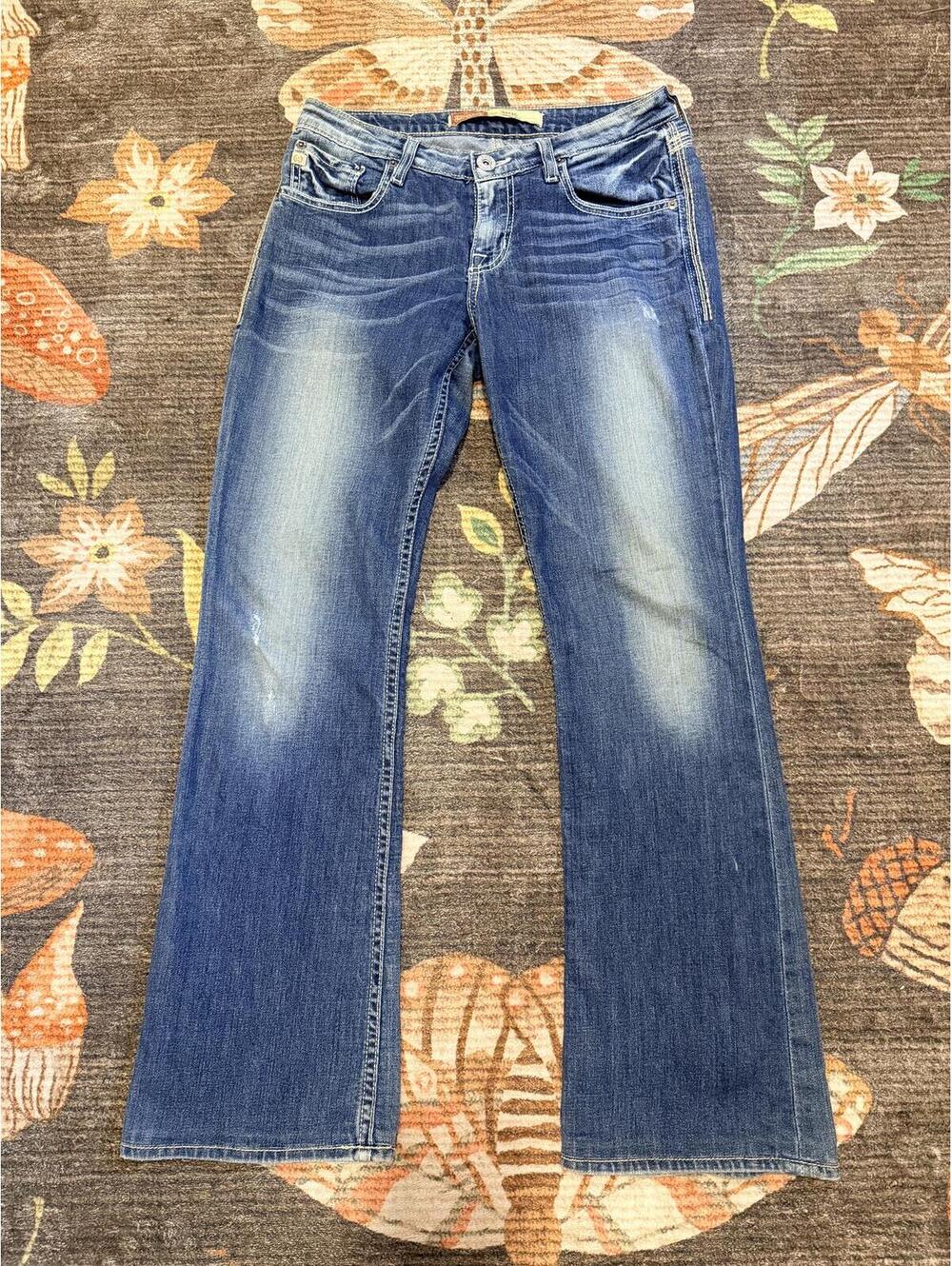 Big Star Y2K Flare Jeans 29L Medium Wash Low Rise Denim Boho Western